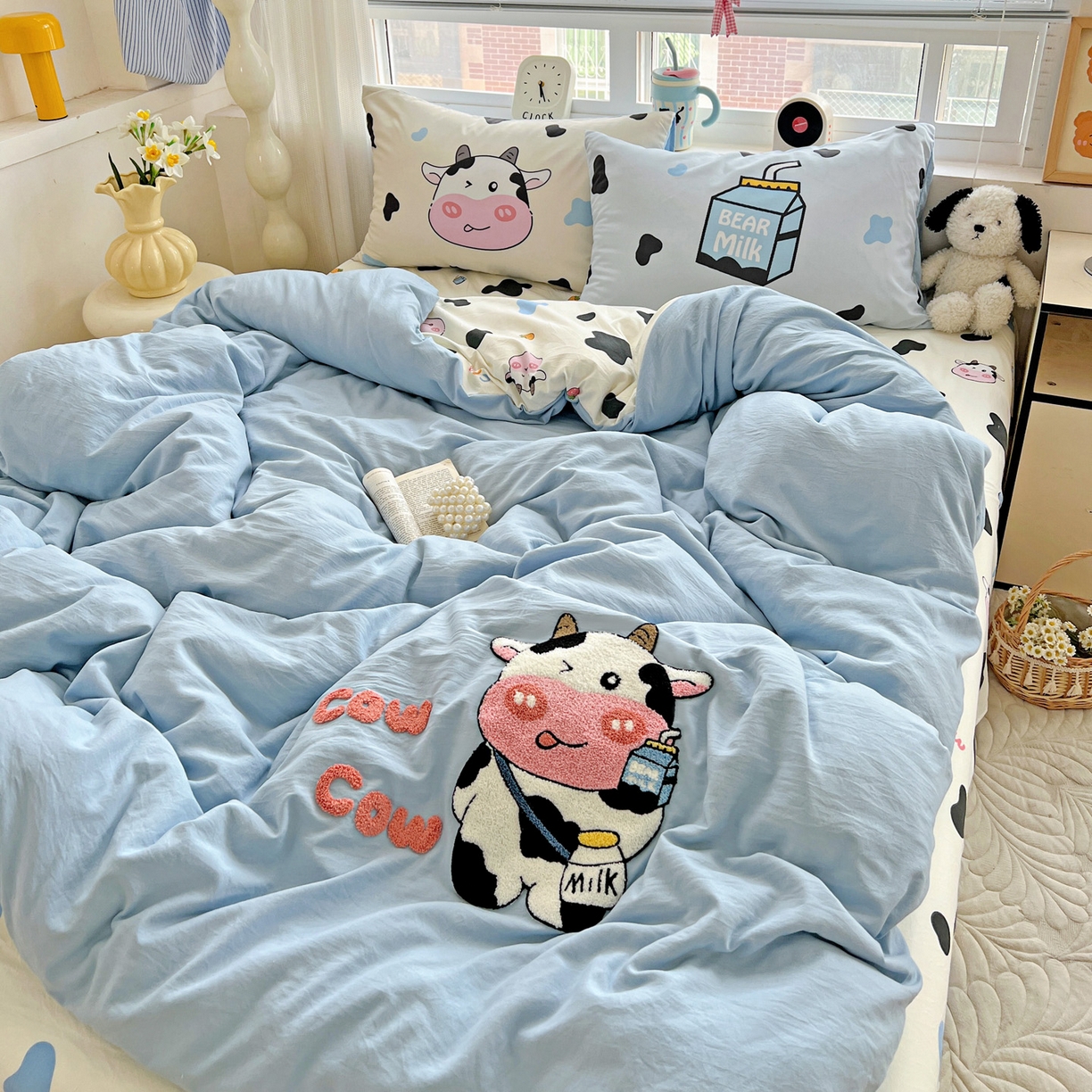 91家纺网 家纺一手货源 找家纺 一霖家纺 2025新款高克重云朵棉数码印花＋毛巾绣四件套