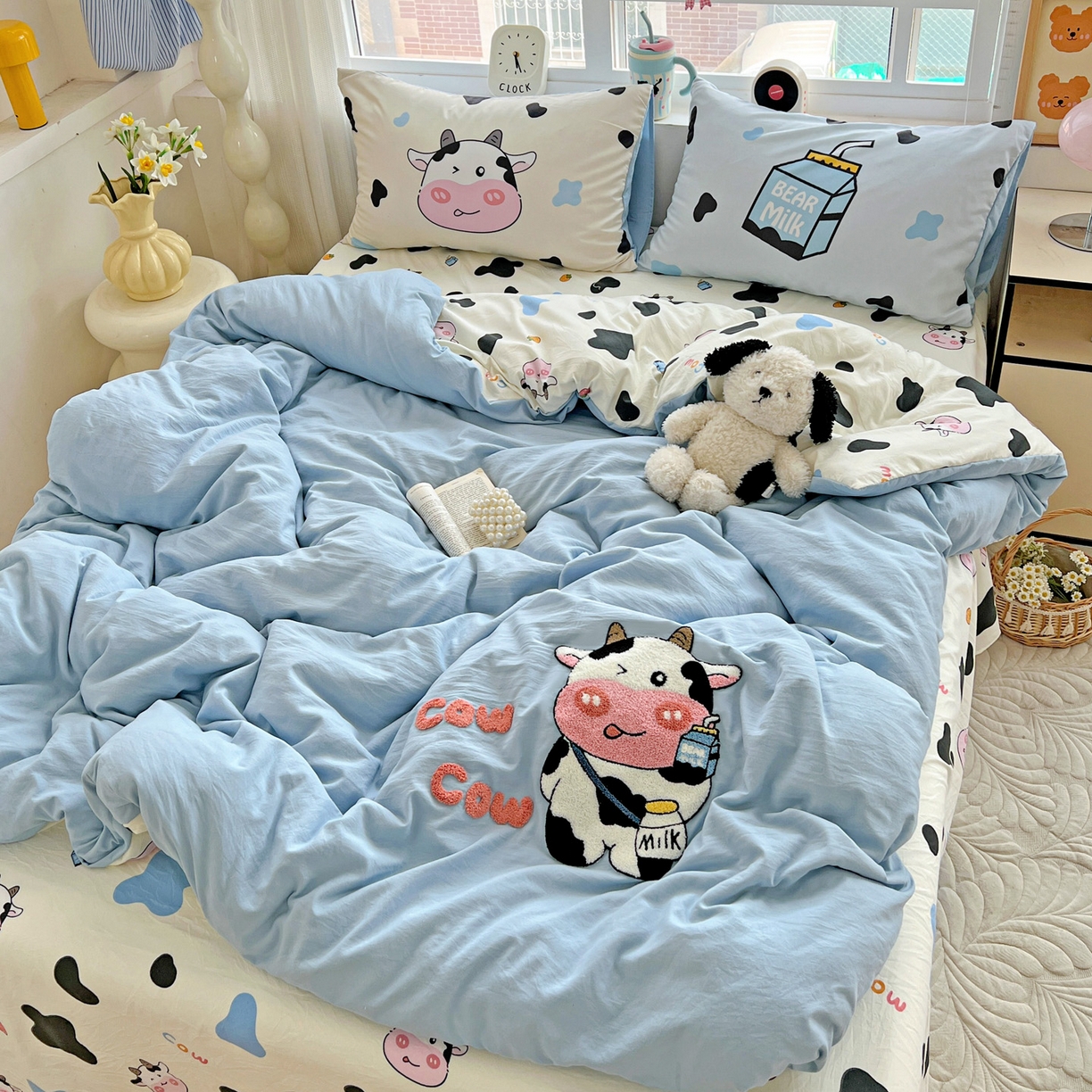 91家纺网 家纺一手货源 找家纺 一霖家纺 2025新款高克重云朵棉数码印花＋毛巾绣四件套