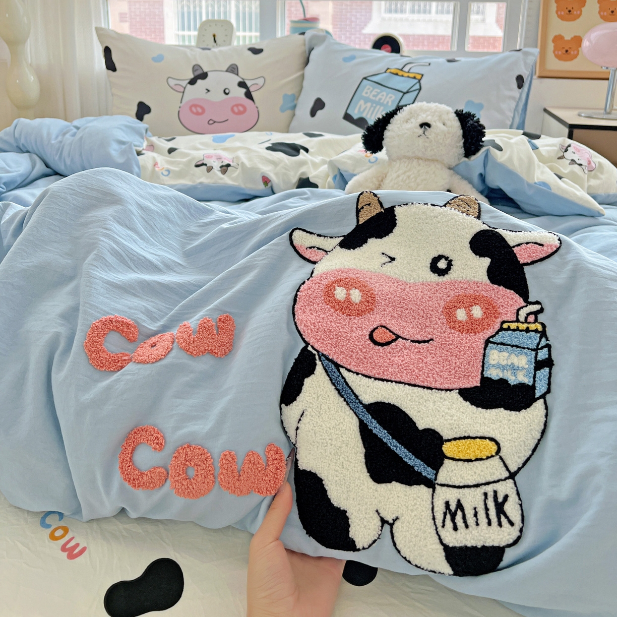 91家纺网 家纺一手货源 找家纺 一霖家纺 2025新款高克重云朵棉数码印花＋毛巾绣四件套