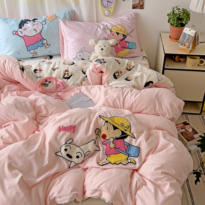 91家纺网 家纺一手货源 找家纺 一霖家纺 2025新款高克重云朵棉数码印花＋毛巾绣四件套