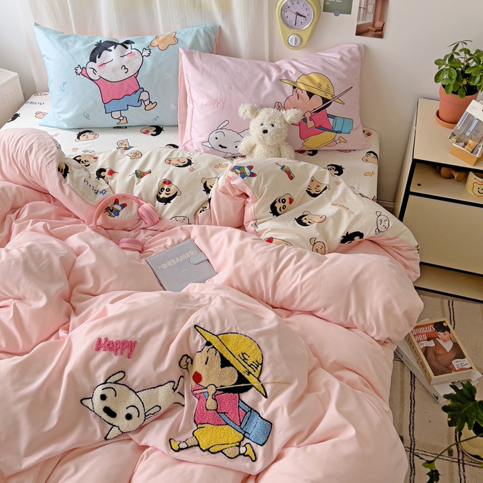 91家纺网 家纺一手货源 找家纺 一霖家纺 2025新款高克重云朵棉数码印花＋毛巾绣四件套