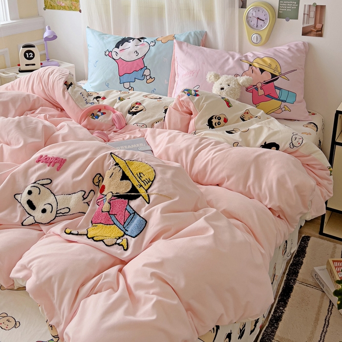 91家纺网 家纺一手货源 找家纺 一霖家纺 2025新款高克重云朵棉数码印花＋毛巾绣四件套