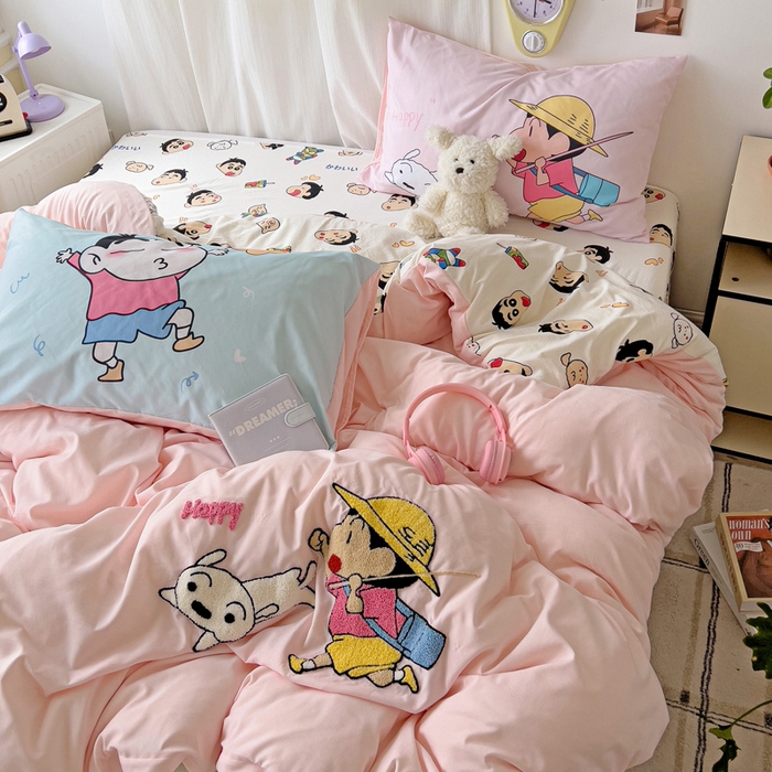 91家纺网 家纺一手货源 找家纺 一霖家纺 2025新款高克重云朵棉数码印花＋毛巾绣四件套