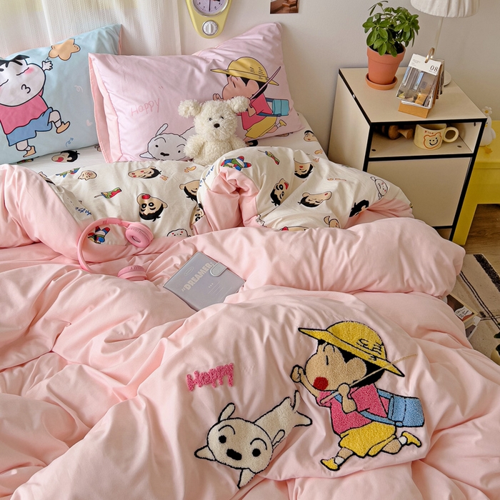 91家纺网 家纺一手货源 找家纺 一霖家纺 2025新款高克重云朵棉数码印花＋毛巾绣四件套