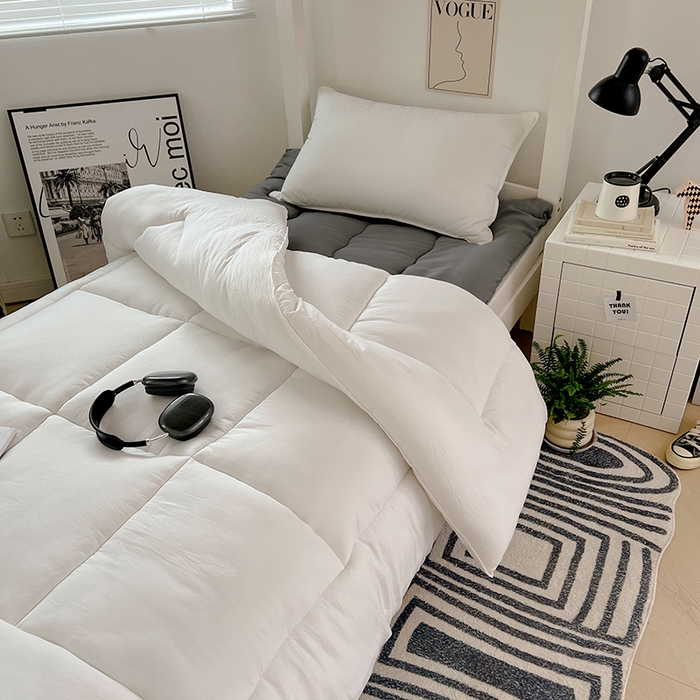 91家纺网 家纺一手货源 找家纺 VIP被业 2025学生款夏被四件套单品凉席配套直播冬被床垫包 白色