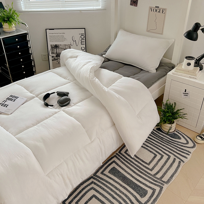 91家纺网 家纺一手货源 找家纺 VIP被业 2025学生款夏被四件套单品凉席配套直播冬被床垫包 白色