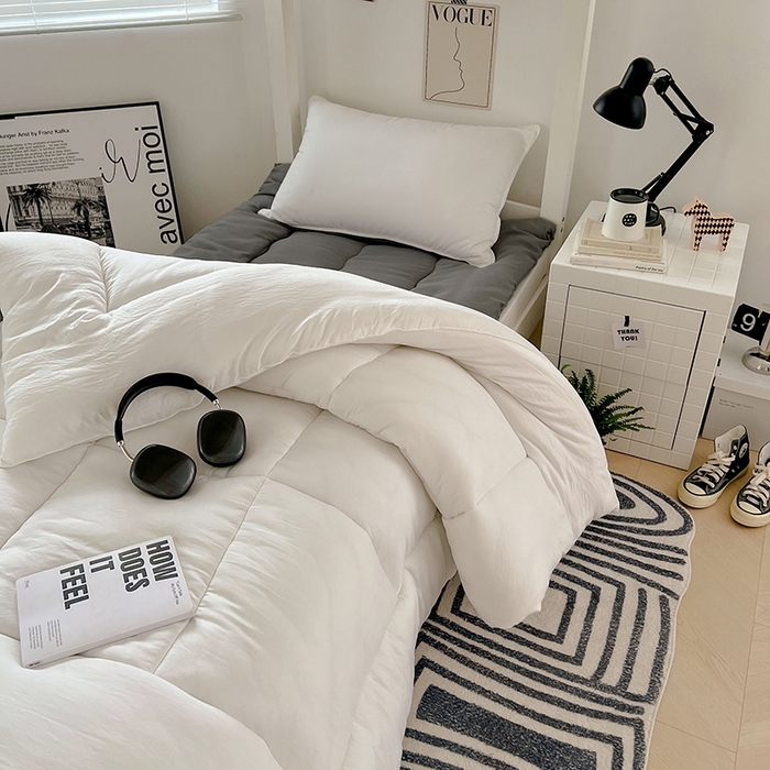 91家纺网 家纺一手货源 找家纺 VIP被业 2025学生款夏被四件套单品凉席配套直播冬被床垫包 白色