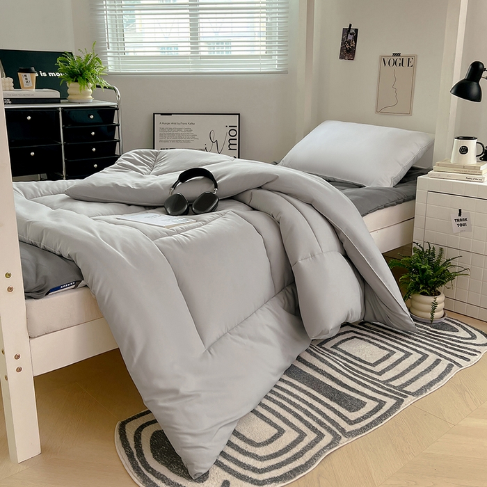 91家纺网 家纺一手货源 找家纺 VIP被业 2025学生款夏被四件套单品凉席配套直播冬被床垫包 灰色