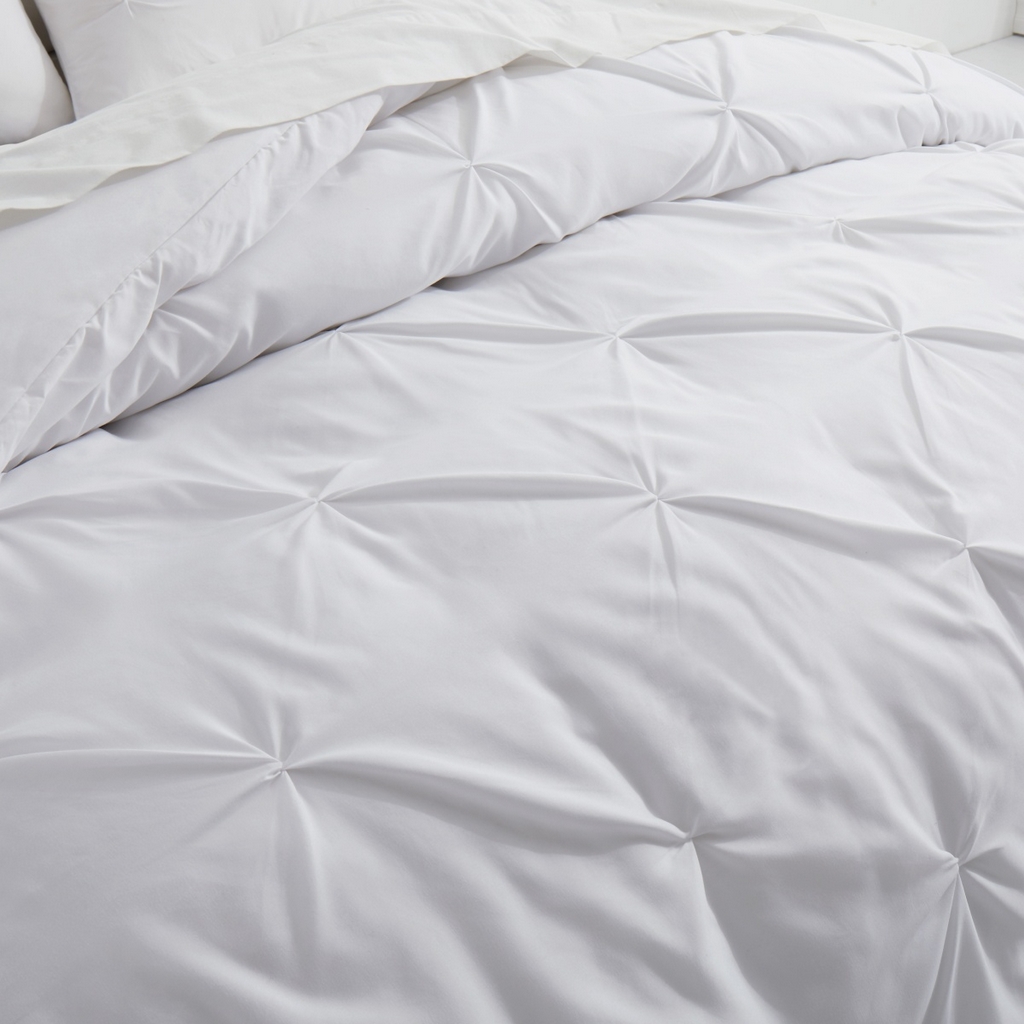 91家纺网 家纺一手货源 找家纺 子不语家纺2025新款跨境外贸手工揪花褶皱三件套亚马逊Temu速卖通Shein沃尔玛专供 白色