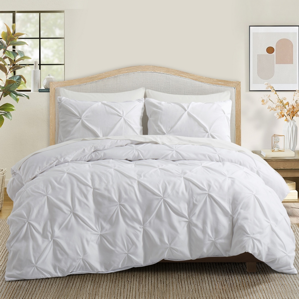 子不语家纺2025新款跨境外贸手工揪花褶皱三件套亚马逊Temu速卖通Shein沃尔玛专供 白色