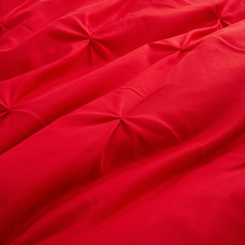 91家纺网 家纺一手货源 找家纺 子不语家纺2025新款跨境外贸 手工揪花褶皱三件套亚马逊Temu速卖 通Shein沃尔玛专供大红