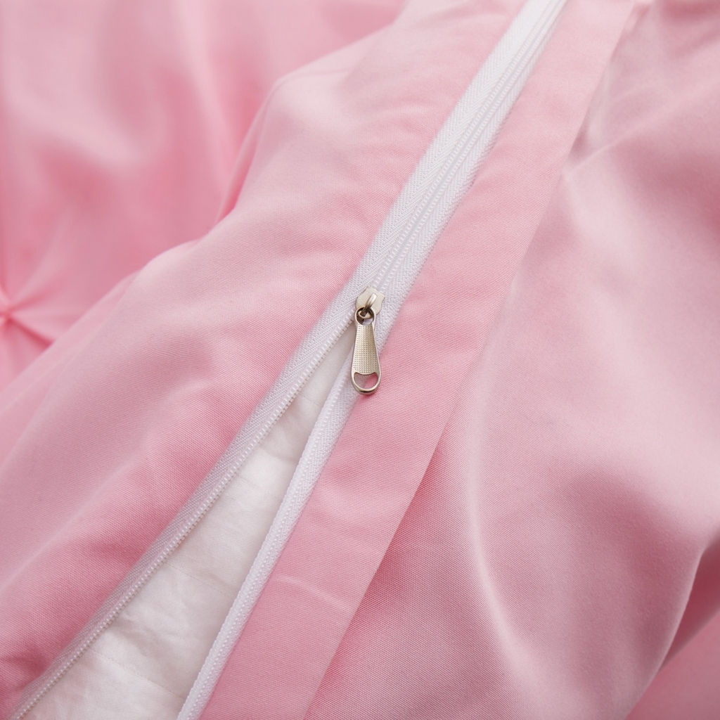 91家纺网 家纺一手货源 找家纺 子不语家纺2025新款跨境外贸手工揪花褶皱三件套亚马逊Temu速卖通Shein沃尔玛专供 粉色