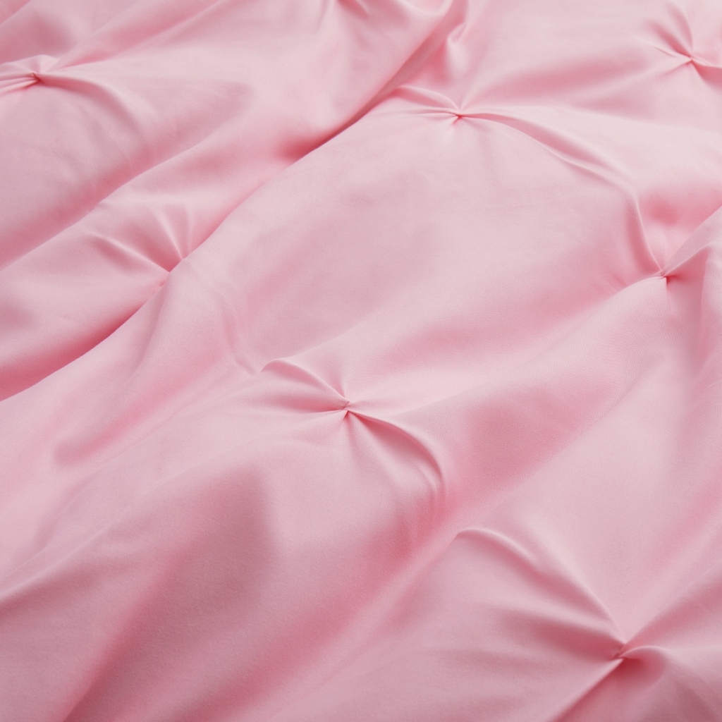 91家纺网 家纺一手货源 找家纺 子不语家纺2025新款跨境外贸手工揪花褶皱三件套亚马逊Temu速卖通Shein沃尔玛专供 粉色