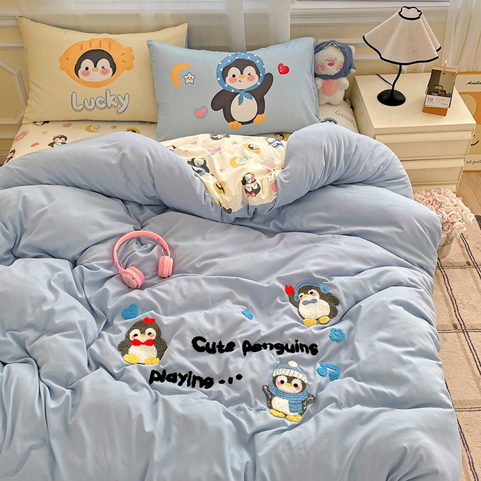 91家纺网 家纺一手货源 找家纺 一霖家纺 2025新款高克重云朵棉数码印花＋毛巾绣四件套