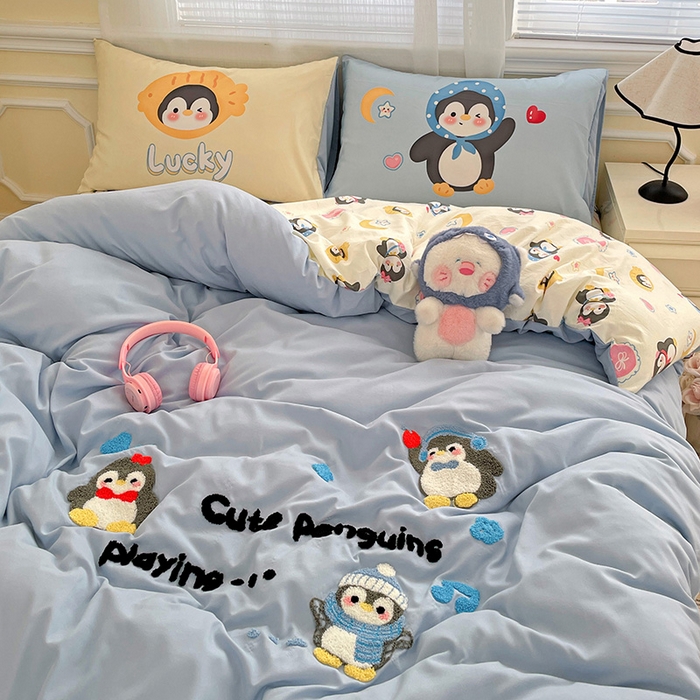 91家纺网 家纺一手货源 找家纺 一霖家纺 2025新款高克重云朵棉数码印花＋毛巾绣四件套