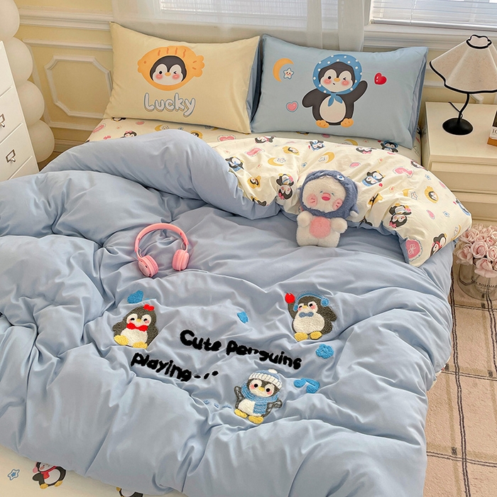 91家纺网 家纺一手货源 找家纺 一霖家纺 2025新款高克重云朵棉数码印花＋毛巾绣四件套