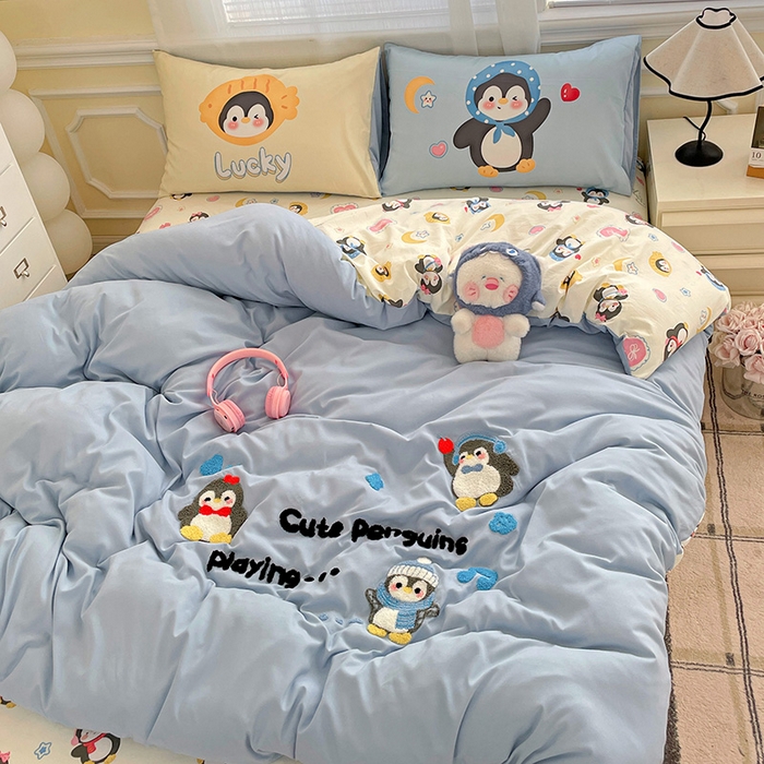 91家纺网 家纺一手货源 找家纺 一霖家纺 2025新款高克重云朵棉数码印花＋毛巾绣四件套