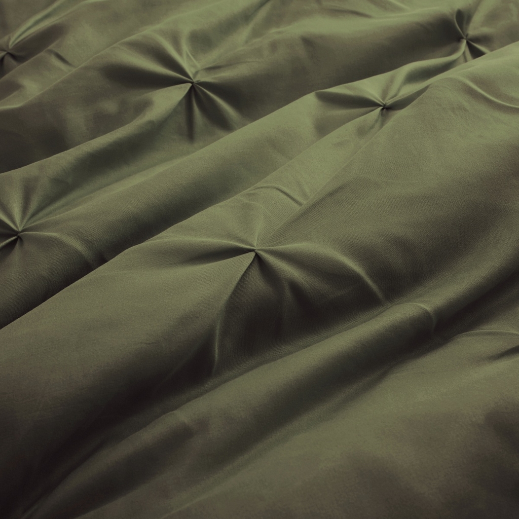 91家纺网 家纺一手货源 找家纺 子不语家纺2025新款跨境外贸手工揪花褶皱三件套亚马逊Temu速卖通Shein沃尔玛专供 橄榄绿