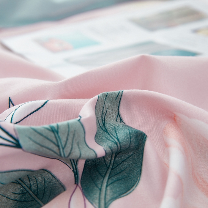 91家纺网 家纺一手货源 找家纺 简冠家纺 2023直播爆款北欧风亲肤植物羊绒磨毛四件套 花美夺艳-粉