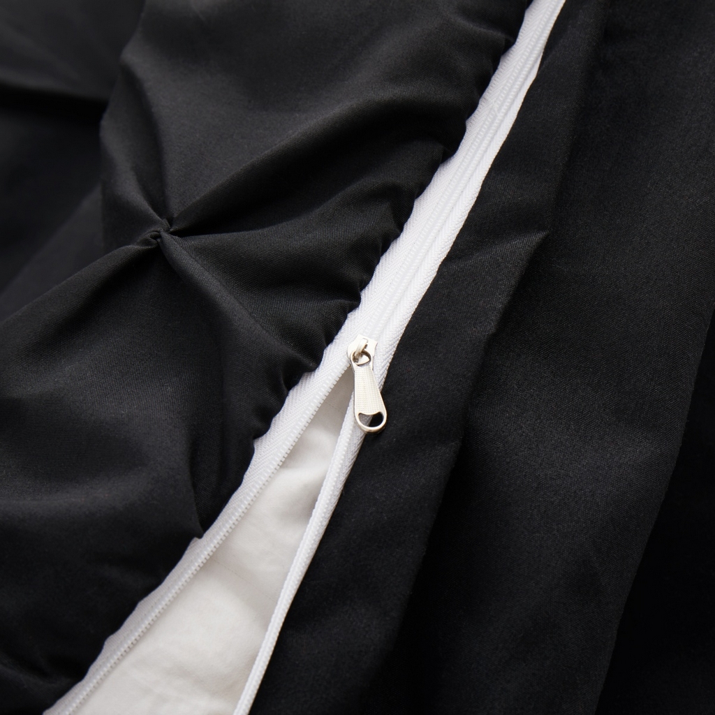 91家纺网 家纺一手货源 找家纺 子不语家纺2025新款跨境外贸手工揪花褶皱三件套亚马逊Temu速卖通Shein沃尔玛专供 黑色