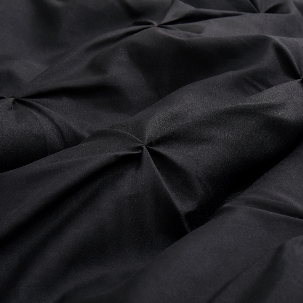 91家纺网 家纺一手货源 找家纺 子不语家纺2025新款跨境外贸手工揪花褶皱三件套亚马逊Temu速卖通Shein沃尔玛专供 黑色