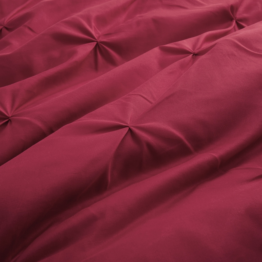 91家纺网 家纺一手货源 找家纺 子不语家纺2025新款跨境外贸手工揪花褶皱三件套亚马逊Temu速卖通Shein沃尔玛专供 酒红