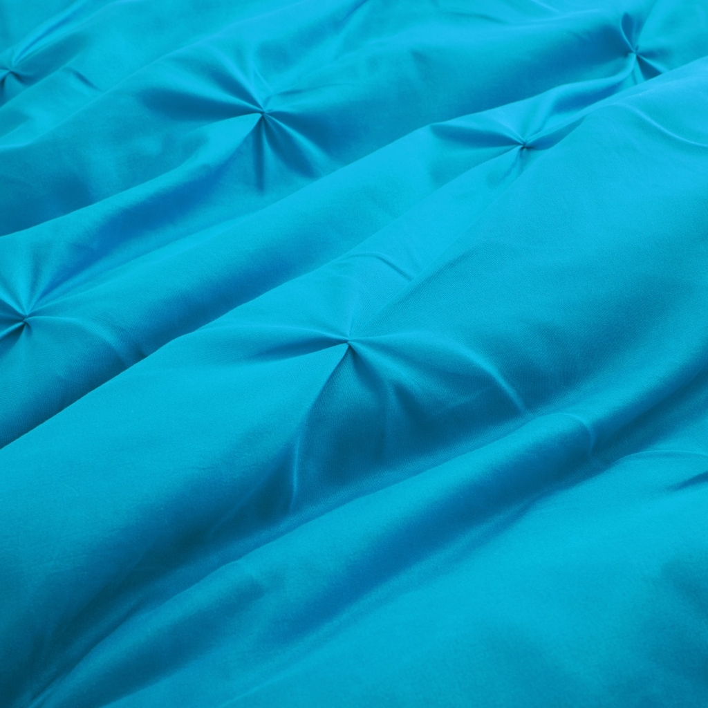 91家纺网 家纺一手货源 找家纺 子不语家纺2025新款跨境外贸手工揪花褶皱三件套亚马逊Temu速卖通Shein沃尔玛专供 蓝色