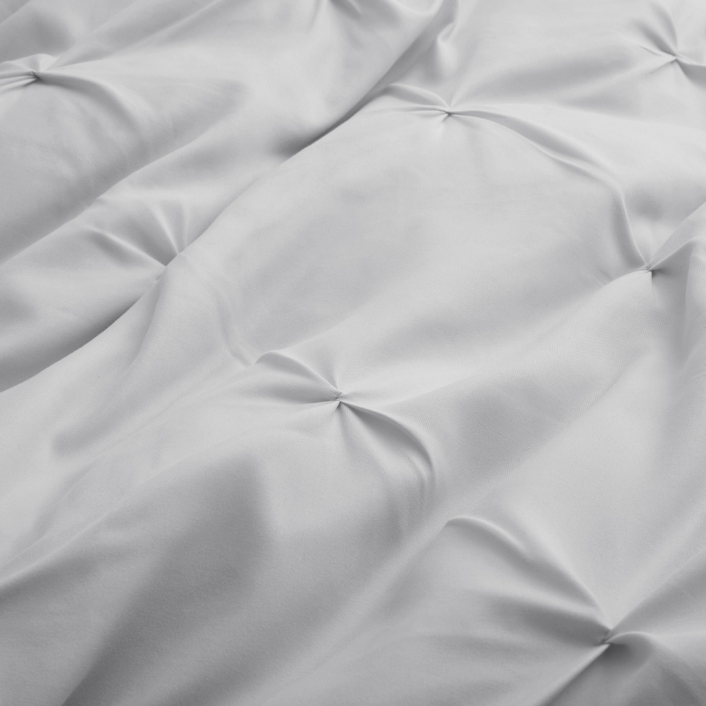 91家纺网 家纺一手货源 找家纺 子不语家纺2025新款跨境外贸手工揪花褶皱三件套亚马逊Temu速卖通Shein沃尔玛专供 浅灰