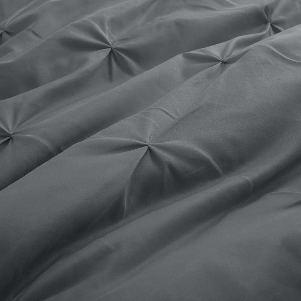 91家纺网 家纺一手货源 找家纺 子不语家纺2025新款跨境外贸手工揪花褶皱三件套亚马逊Temu速卖通Shein沃尔玛专供 深灰