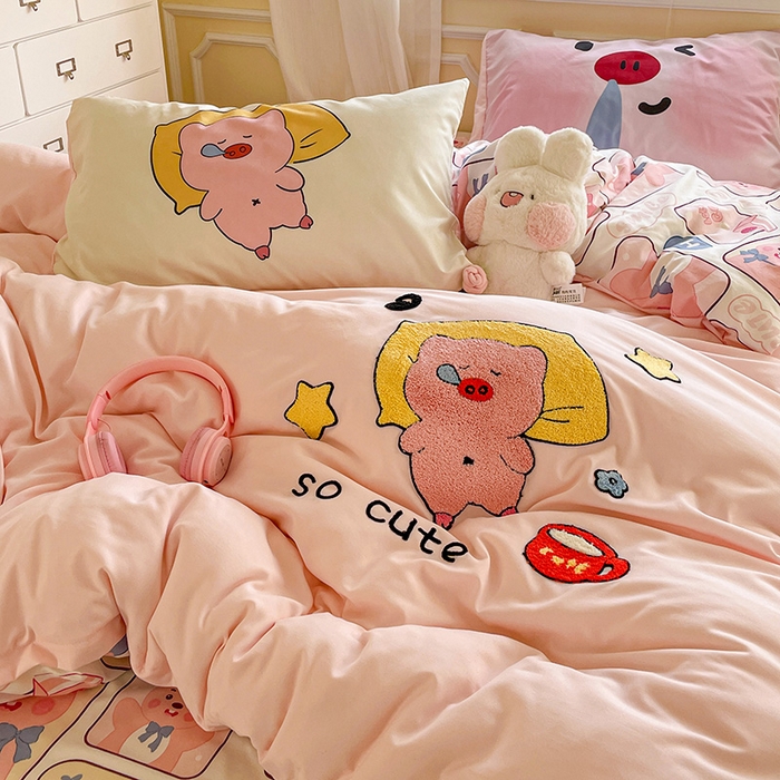 91家纺网 家纺一手货源 找家纺 一霖家纺 2025新款高克重云朵棉数码印花＋毛巾绣四件套