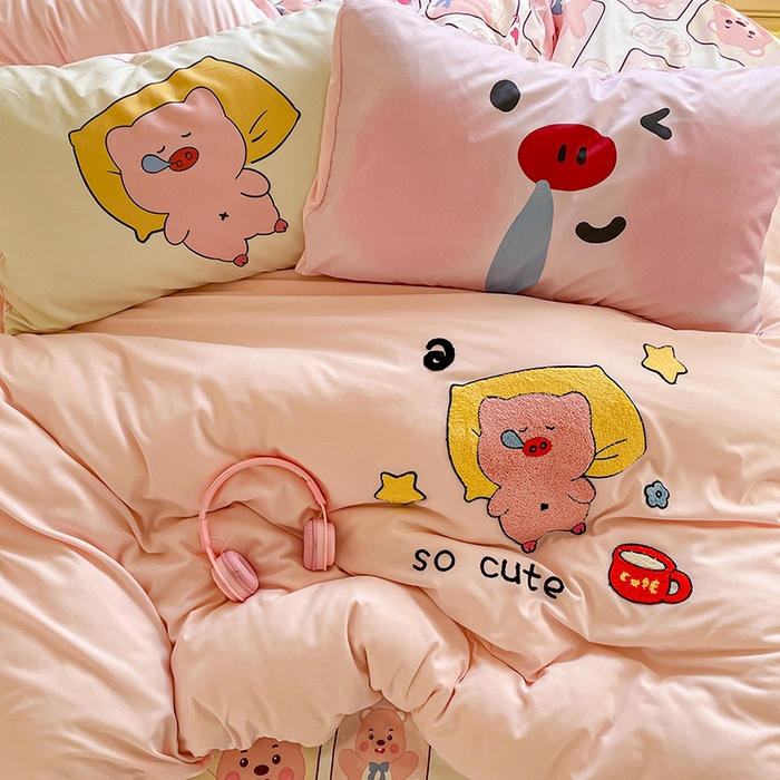 91家纺网 家纺一手货源 找家纺 一霖家纺 2025新款高克重云朵棉数码印花＋毛巾绣四件套