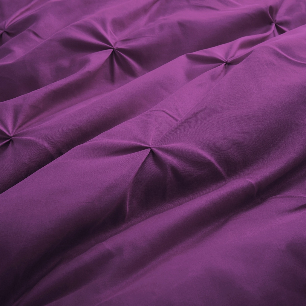 91家纺网 家纺一手货源 找家纺 子不语家纺2025新款跨境外贸 手工揪花褶皱三件套亚马逊Temu速卖 通Shein沃尔玛专供 紫色