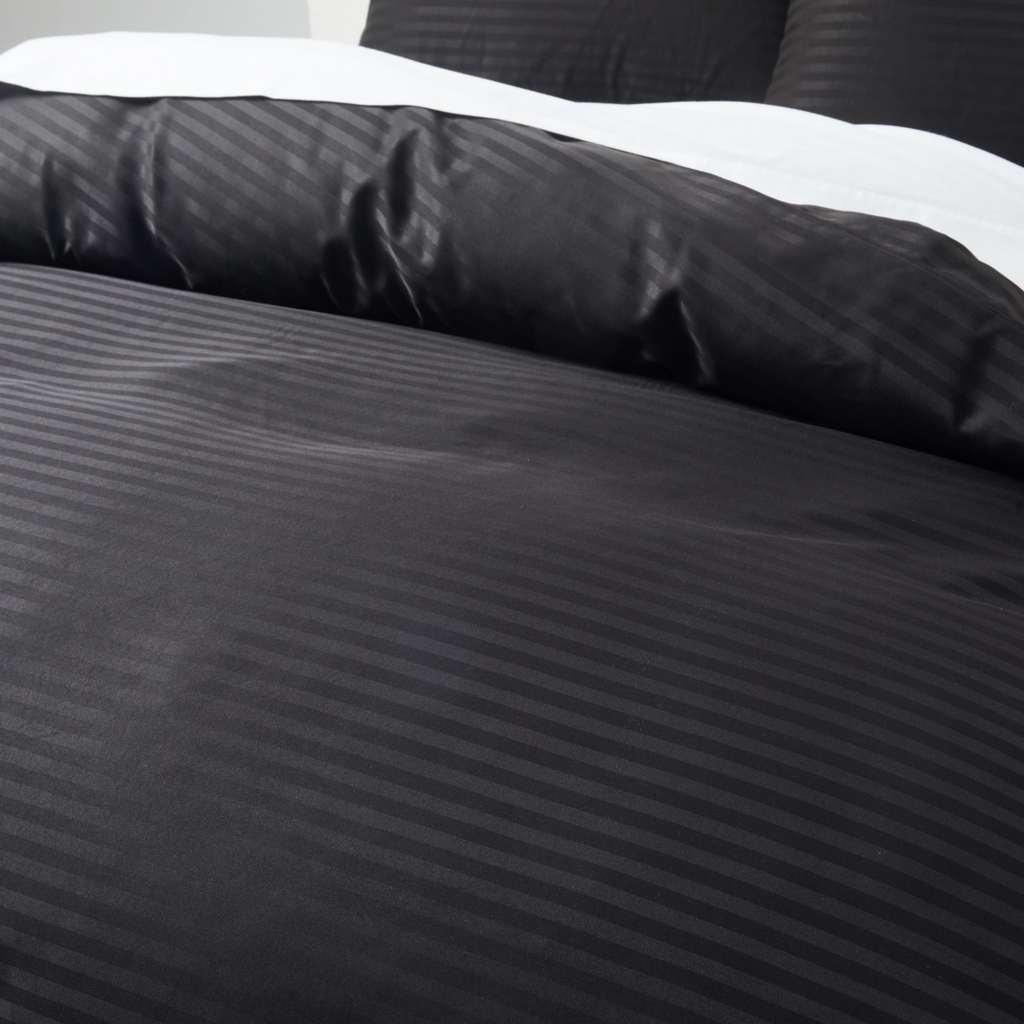 91家纺网 家纺一手货源 找家纺 子不语家纺2025新款跨境外贸酒店纯色提花三件套亚马逊Temu速卖通Shein沃尔玛专供缎条提花黑色