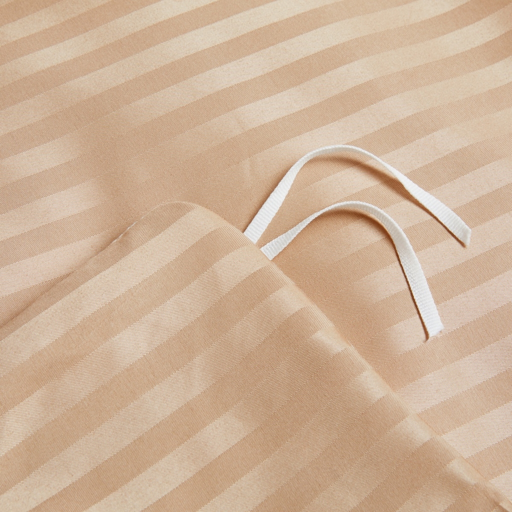 91家纺网 家纺一手货源 找家纺 子不语家纺2025新款跨境外贸酒店纯色提花三件套亚马逊Temu速卖通Shein沃尔玛专供条提花卡其色