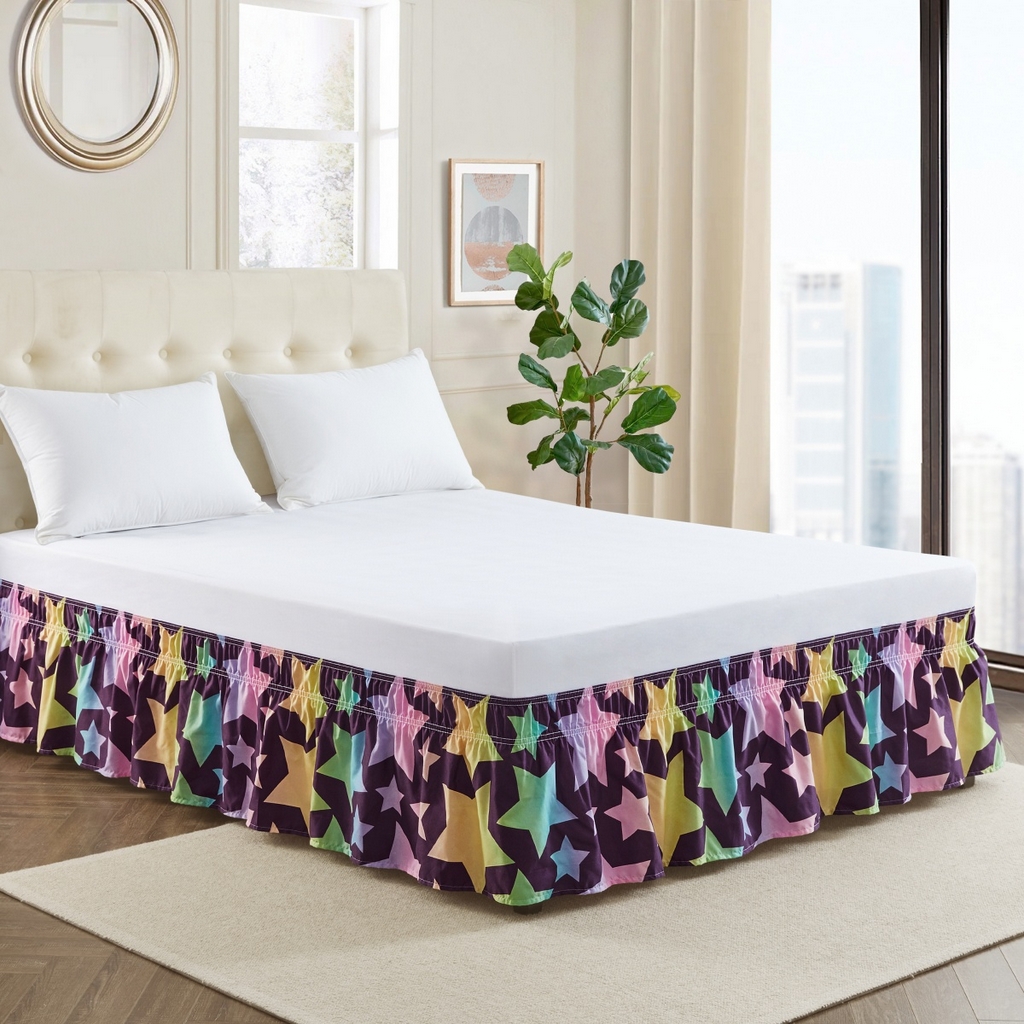 91家纺网 家纺一手货源 找家纺 （总）子不语家纺2025新款跨境外贸印花床裙亚马逊Temu速卖通Shein沃尔玛专供