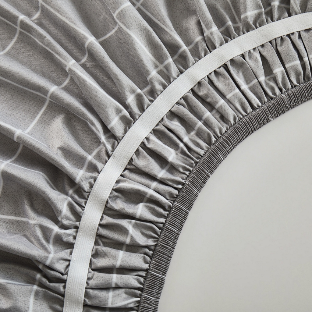 91家纺网 家纺一手货源 找家纺 子不语家纺 2025新款印花床裙 灰格子