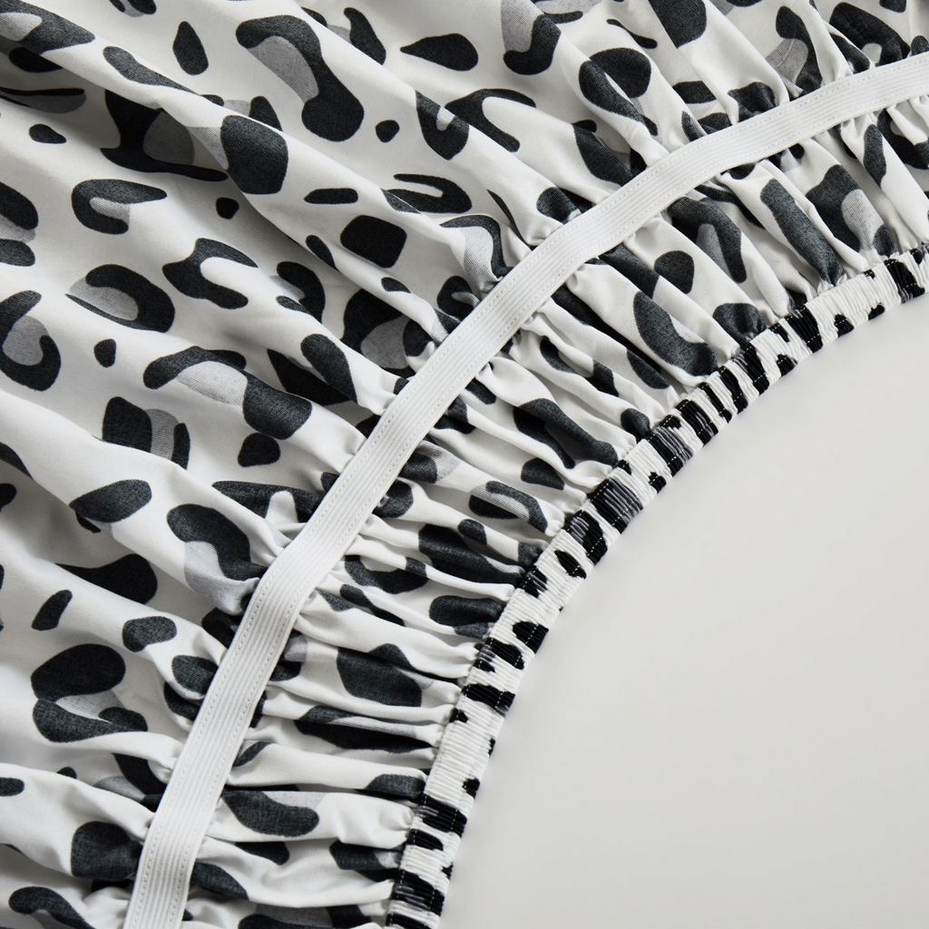 91家纺网 家纺一手货源 找家纺 子不语家纺 2025新款印花床裙 黑白豹纹