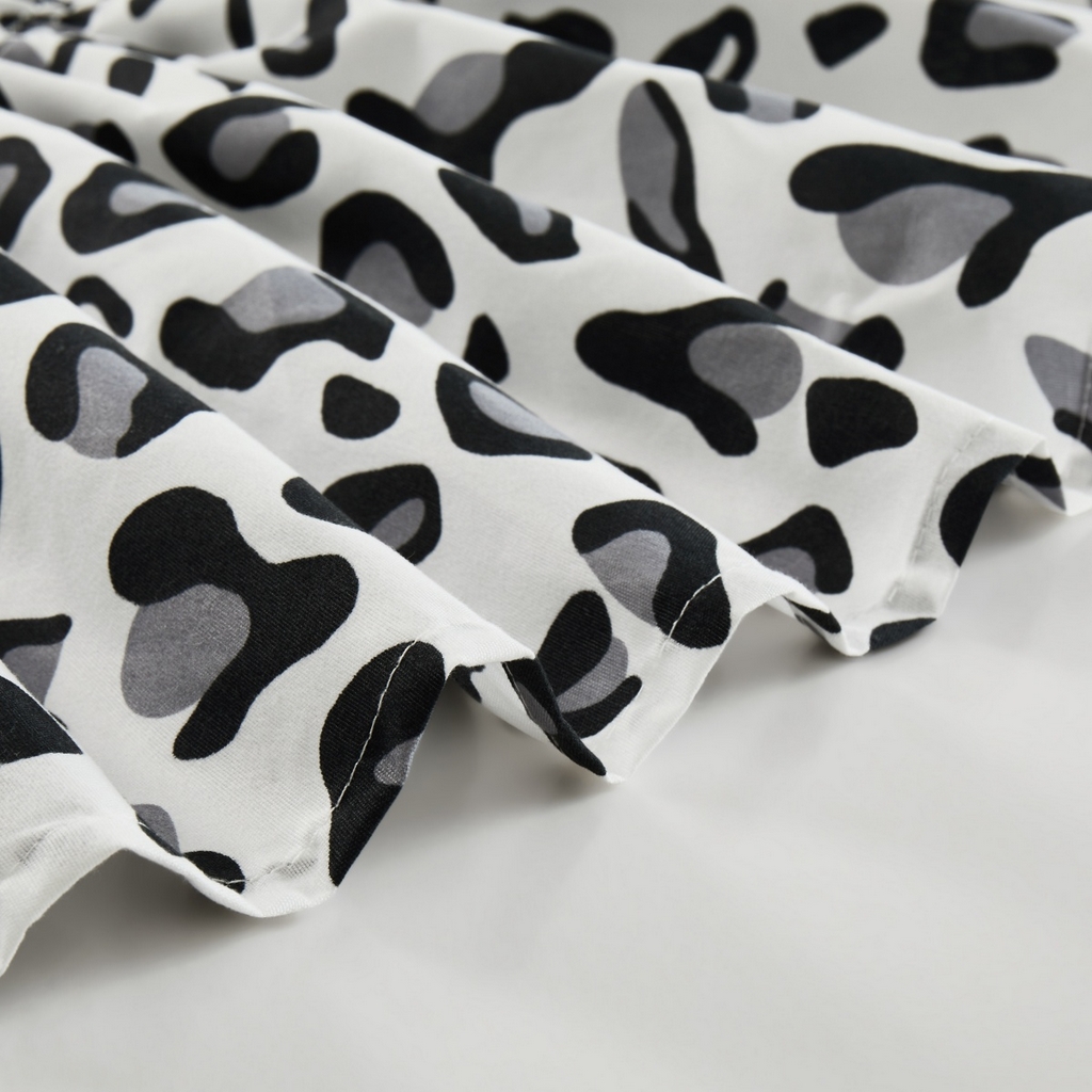 91家纺网 家纺一手货源 找家纺 子不语家纺 2025新款印花床裙 黑白豹纹