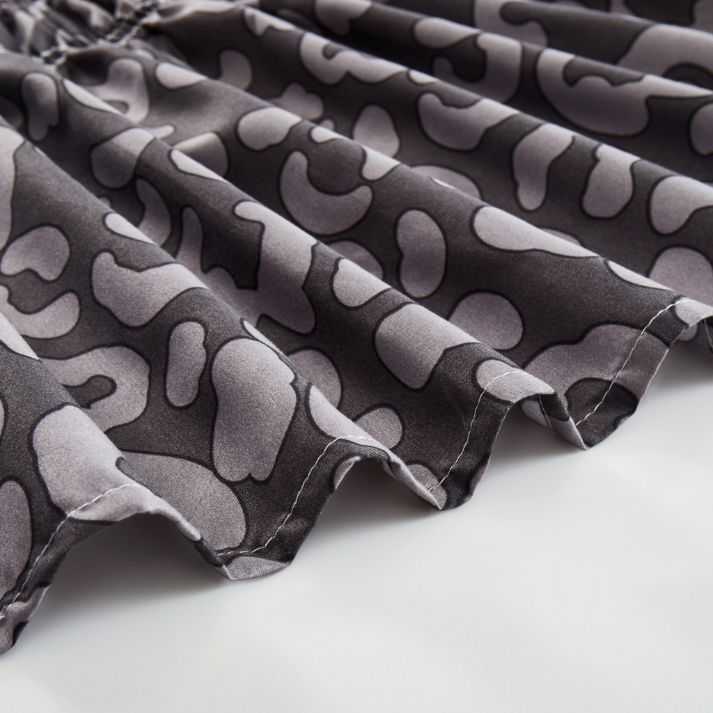 91家纺网 家纺一手货源 找家纺 子不语家纺 2025新款印花床裙 深色豹纹