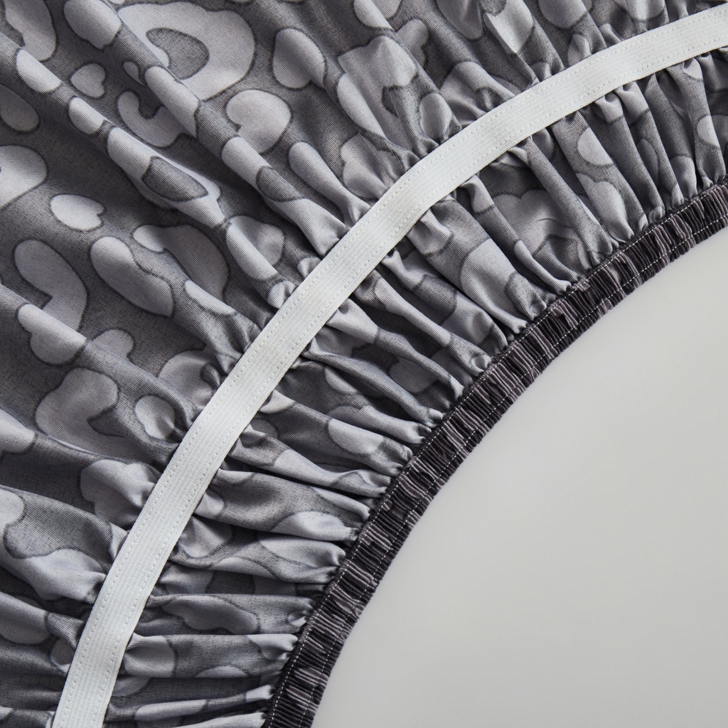 91家纺网 家纺一手货源 找家纺 子不语家纺 2025新款印花床裙 深色豹纹