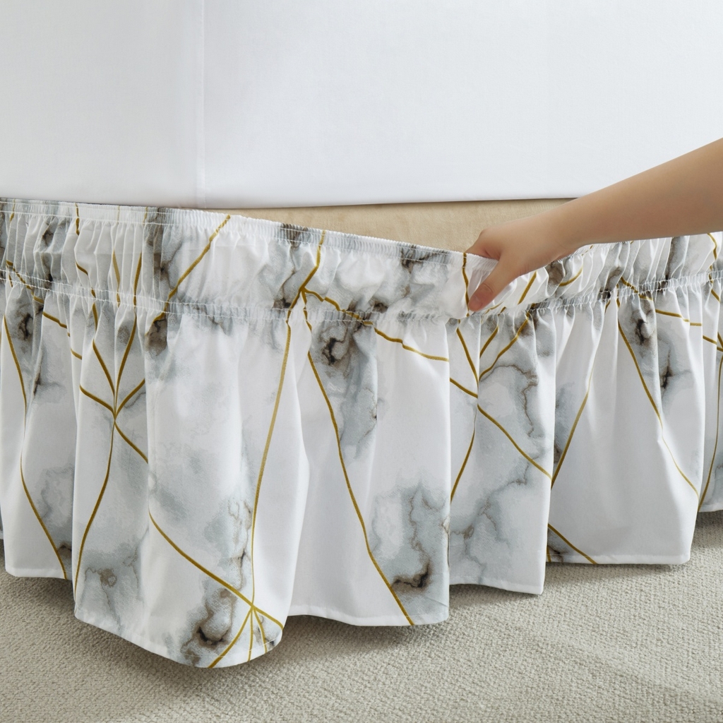 91家纺网 家纺一手货源 找家纺 子不语家纺 2025新款印花床裙 轻奢大理石