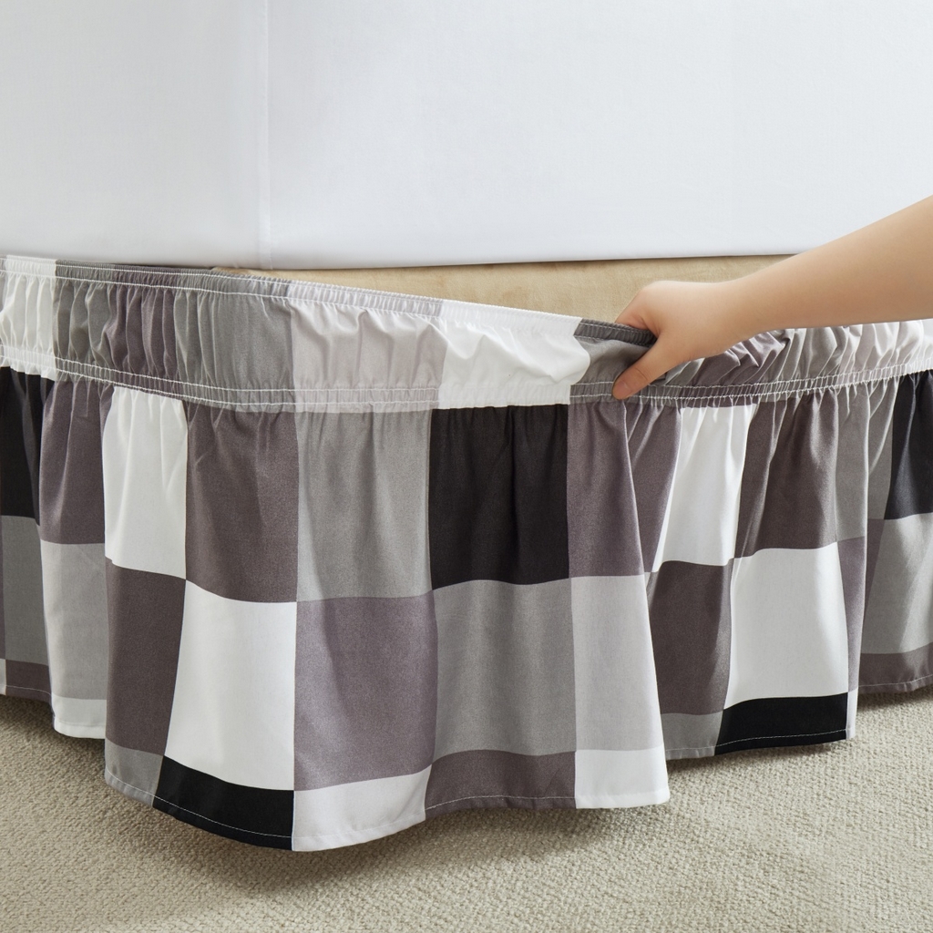 91家纺网 家纺一手货源 找家纺 子不语家纺 2025新款印花床裙 四色格子