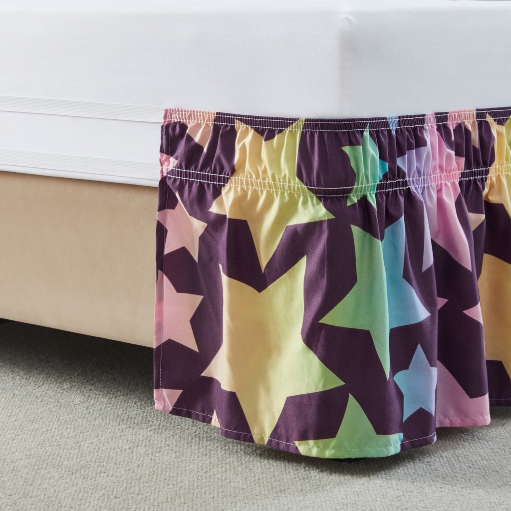 91家纺网 家纺一手货源 找家纺 子不语家纺 2025新款印花床裙 星星