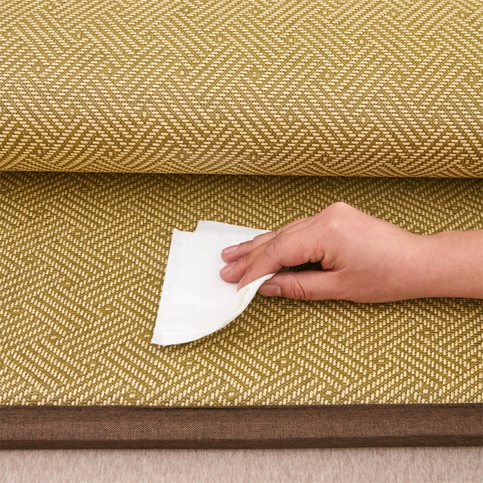 91家纺网 家纺一手货源 找家纺 北辰 2025新款凉席多功能地垫床垫床边垫打地铺神器 藤编地垫-饼干花-绿