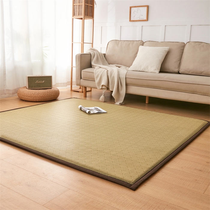 91家纺网 家纺一手货源 找家纺 北辰 2025新款凉席多功能地垫床垫床边垫打地铺神器 藤编地垫-饼干花-绿