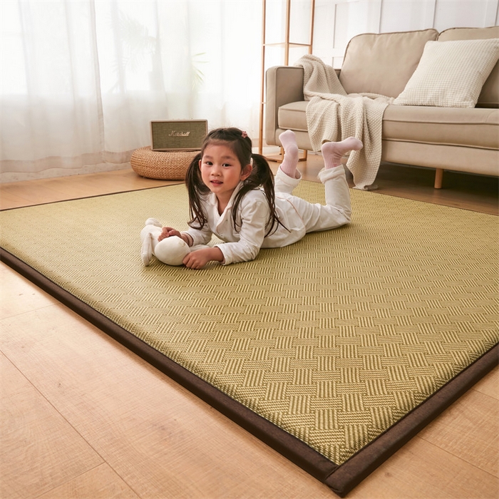 91家纺网 家纺一手货源 找家纺 北辰 2025新款凉席多功能地垫床垫床边垫打地铺神器 藤编地垫-饼干花-绿