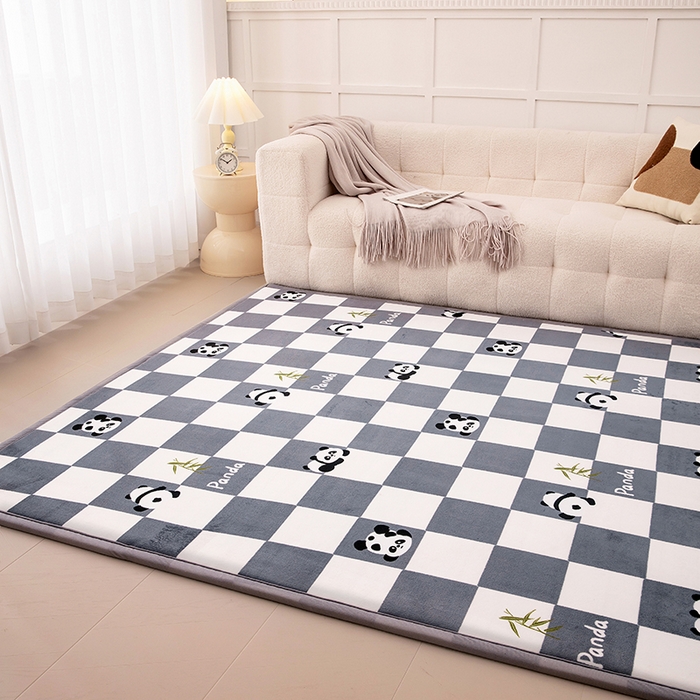 91家纺网 家纺一手货源 找家纺 北辰 2025新款凉席多功能地垫床垫床边垫打地铺神器 牛奶绒地垫-熊猫灰