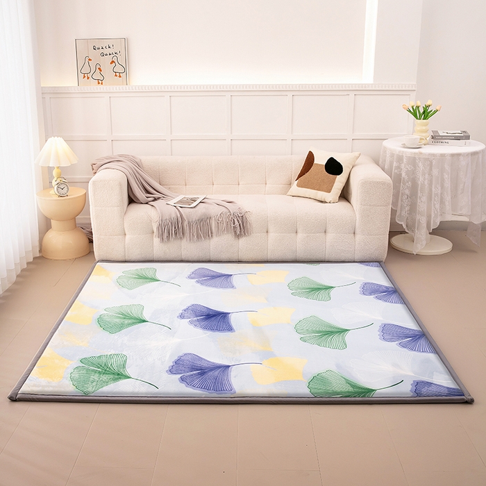 91家纺网 家纺一手货源 找家纺 北辰 2025新款凉席多功能地垫床垫床边垫打地铺神器 牛奶绒地垫-银杏翩翩