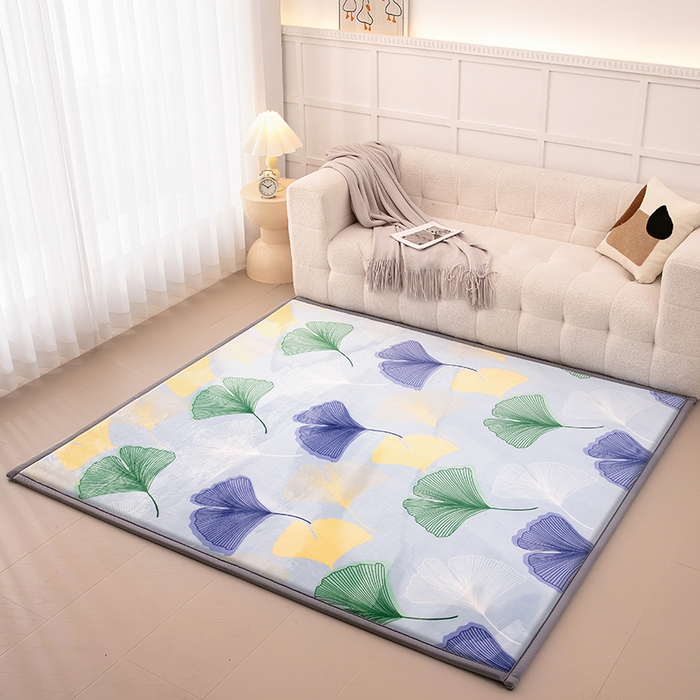 91家纺网 家纺一手货源 找家纺 北辰 2025新款凉席多功能地垫床垫床边垫打地铺神器 牛奶绒地垫-银杏翩翩