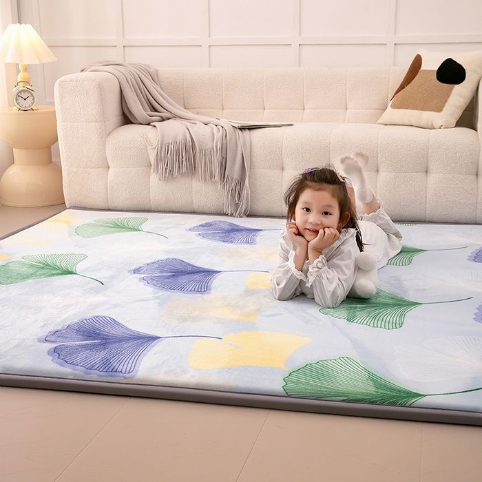 91家纺网 家纺一手货源 找家纺 北辰 2025新款凉席多功能地垫床垫床边垫打地铺神器 牛奶绒地垫-银杏翩翩